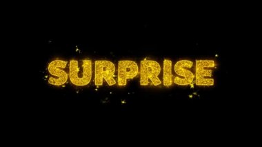 Sürpriz Metin Siyah Arka Plan Üzerinde Parçacıklar Kıvılcımlar.