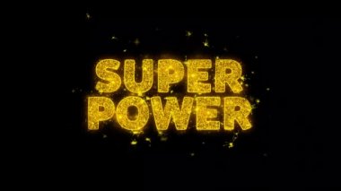 Süper Güç Metin Siyah Arka Plan Üzerinde Parçacıklar Kıvılcımlar.