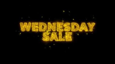 Çarşamba Satış Metin Siyah Arka Plan Üzerinde Parçacıklar Kıvılcımlar.