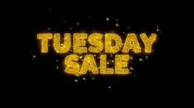 Salı Satılık Metin Siyah Arka Plan Üzerinde Parçacıklar Kıvılcımlar.