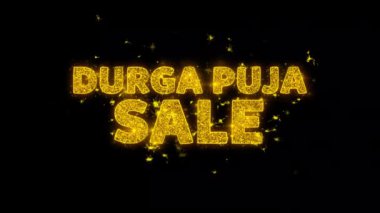 Durga Puja Satılık Metin Siyah Arka Plan Üzerinde Parçacıklar Kıvılcımlar.