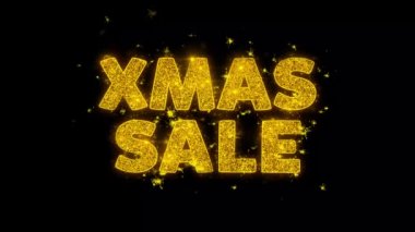 Xmas Satış Metni Siyah Arka Plan Üzerinde Parçacıklar Kıvılcım.