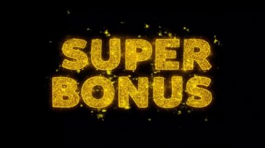 Süper Bonus Metin Siyah Arka Plan Üzerinde Parçacıklar Kıvılcımlar.