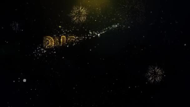 Durga Puja Sale Text on Gold Particles Fireworks Display. — Stock Video