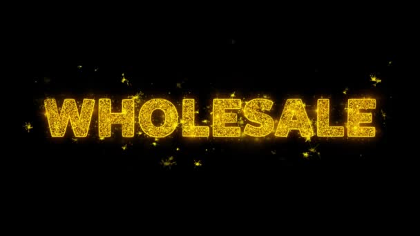 Wholesale Text Sparks Particles on Black Background. — Stock Video