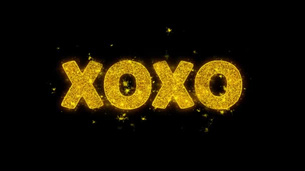 XOXO Text Sparks Particules sur fond noir . — Video