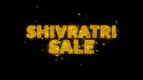 Shivratri försäljning text gnistor partiklar på svart bakgrund. — Stockvideo