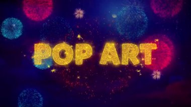 Renkli Ftirework Patlama Parçacıkları Pop Art Metin.