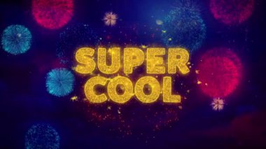 Renkli Ftirework Patlama Parçacıkları Süper Cool Metin.