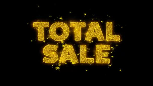 Total Sale Text Sparks Particules sur fond noir . — Video