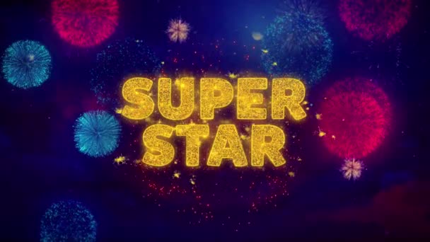 Super Star Testo sulle particelle di esplosione colorate Ftirework . — Video Stock