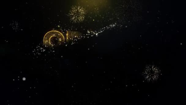 Jetzt Text auf Goldpartikelfeuerwerk bestellen. — Stockvideo