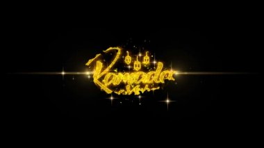 Ramazan Mübarek Metin İstek Glitter Altın Parçacıklar Havai Fişek üzerinde Reveal.