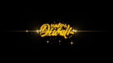 Mutlu Diwali Metin İstek Glitter Altın Parçacıklar Havai Fişek üzerinde Reveal.