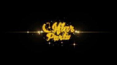 İftar Partisi Metin İstek Glitter Altın Parçacıklar Havai Fişek üzerinde Reveal.