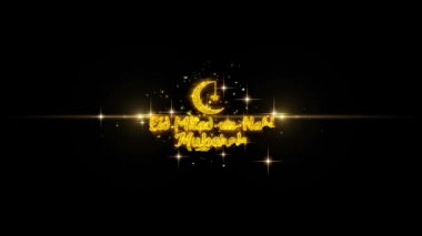 Eid Milad-un-Nabi Metin İstek Glitter Altın Parçacıklar Havai Fişek üzerinde Reveal.