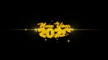 Yeni Yıl 2020 Metin İstek Glitter Altın Parçacıklar Havai Fişek üzerinde Reveal.