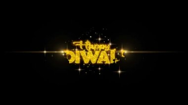 Mutlu Diwali Metin İstek Glitter Altın Parçacıklar Havai Fişek üzerinde Reveal.