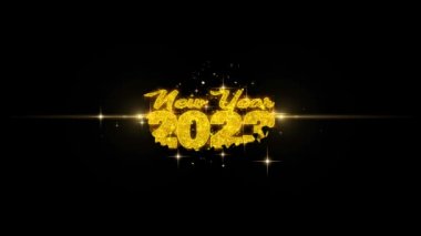 Yeni Yıl 2023 Metin İstek Glitter Altın Parçacıklar Havai Fişek üzerinde Reveal.