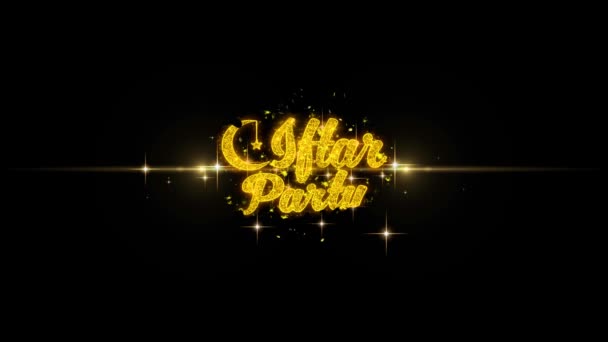 Iftar Party Testo Desiderio Rivelare su Glitter Golden Particles Fuochi d'artificio . — Video Stock