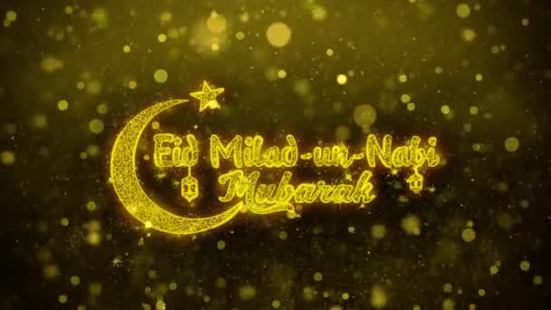 EID Milad-un-Nabi přál bych si, aby text na zlatých Třpyty částic animace. — Stock video