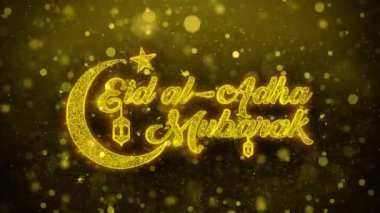 Kurban Bayramı mübarek Dilek Metni Altın Glitter Shine Parçacıklar Animasyon.