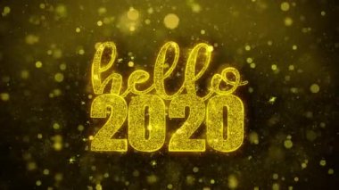 Merhaba 2020 Dilek Metin Altın Glitter Shine Parçacıklar Animasyon.