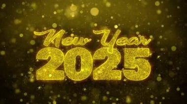 Yeni Yıl 2025 Altın Glitter Shine Parçacıklar Animasyon Dilek Metin.