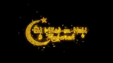 Eid Milad-un-Nabi dilek Metin Siyah Arka Plan Üzerinde Parçacıklar Kıvılcımlar.