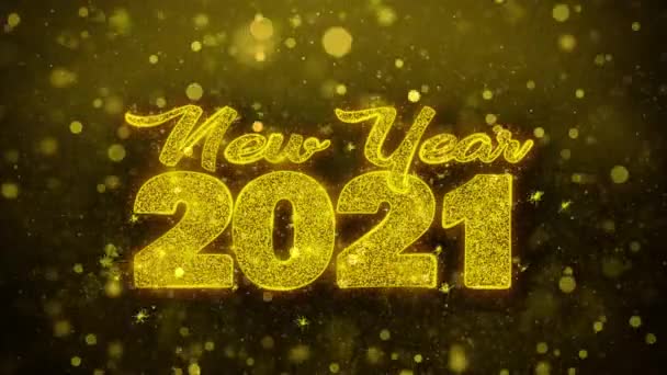 Nyår 2021 Wish text på gyllene glitter Shine partiklar animation. — Stockvideo