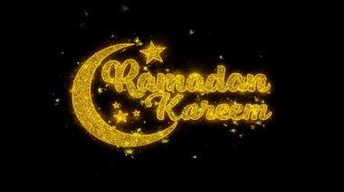 Ramazan Kareem mübarek dilek Metin Siyah Arka Plan Üzerinde Parçacıklar Kıvılcımlar.