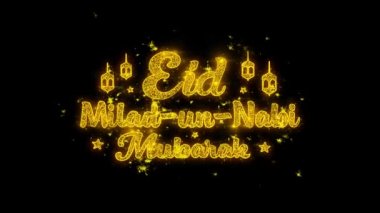 Eid Milad-un-Nabi dilek Metin Siyah Arka Plan Üzerinde Parçacıklar Kıvılcımlar.