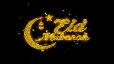 Bayram Mübarek dilek Metin Siyah Arka Plan Üzerinde Parçacıklar Kıvılcımlar.