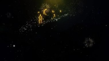 Altın Parçacıklar Havai Fişek Ekranda Ramazan Mübarek Metin İstek.