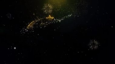 Altın Parçacıklar Havai Fişek Ekranda Bayram Mübarek Metin İstek.