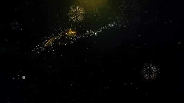 Muharram texto desejo na exibição de fogos de artifício de partículas de ouro . — Vídeo de Stock