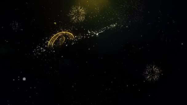 Gelukkig Diwali tekst wens op goud deeltjes vuurwerk display. — Stockvideo