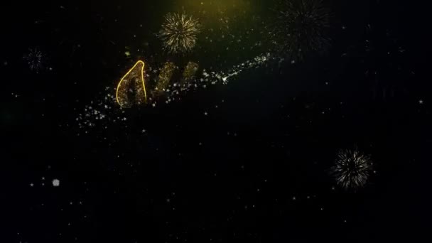 Desejo do texto do partido de Iftar na exposição dourada dos fogos de artifício das partículas . — Vídeo de Stock