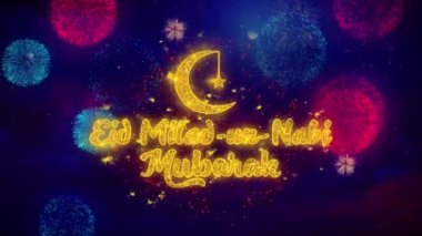 Eid Milad-un-Nabi renkli ftirework Patlama Parçacıkları metin dilek.