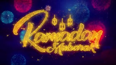 Ramazan Mübarek Renkli Ftirework Patlama Parçacıkları metin dilek.