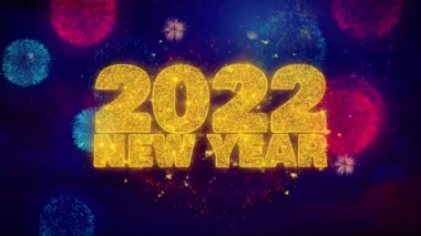 Renkli Ftirework Patlama Parçacıkları 2022 Yeni Yıl dilek Metin.