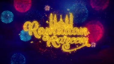 Ramazan Kareem Renkli Ftirework Patlama Parçacıkları Metin dilek.