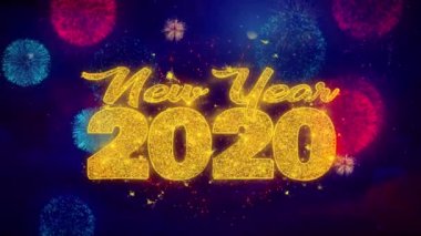 Renkli Ftirework Patlama Parçacıklar Yeni Yıl 2020 dilek Metin.