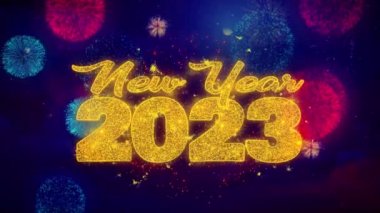 Yeni Yıl 2023 Renkli Ftirework Patlama Parçacıkları dilek Metin.