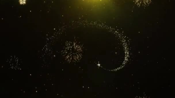 Νέο έτος 2022 κείμενο επιθυμία για πυροτεχνήματα ένδειξη έκρηξη σωματίδια. — Αρχείο Βίντεο