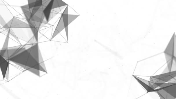 線、点、三角形を移動すると抽象的な美しい幾何学的な背景. — ストック動画
