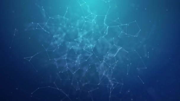 技術接続未来的な形状、青いドットネットワーク、抽象的な背景 — ストック動画