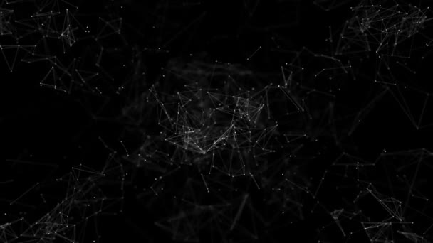 Connexion technologique forme futuriste, réseau de points bleus, fond abstrait — Video