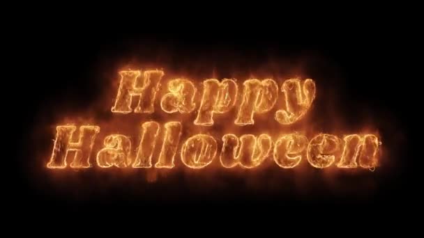 Happy Helloween Word hot animerade brinnande realistisk Fire Flame loop. — Stockvideo