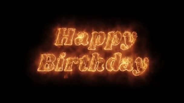 Feliz cumpleaños palabra caliente animada quema fuego realista llama lazo . — Vídeos de Stock